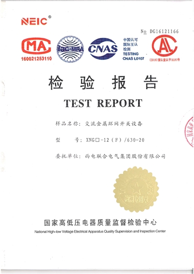 XGN-12/630A 環(huán)網(wǎng)開關(guān)設(shè)備（檢驗(yàn)報(bào)告）