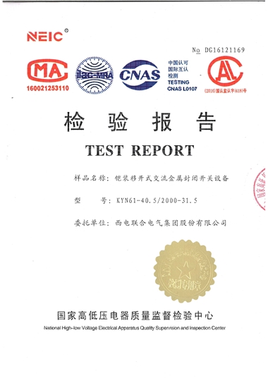 KYN61-40.5 35KV高壓開關柜（檢驗報告）